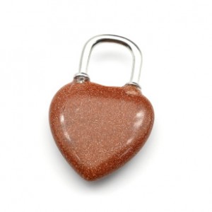 Кулон на шею женская Замок - Сердце 20*31мм с авантюрином. (иск.)