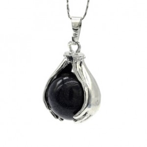 Кулон Шар в ладонях 18*23мм с авантюрином синим (иск.)