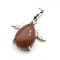 Кулон Капля с крыльями 25*23мм с авантюрином (иск.)