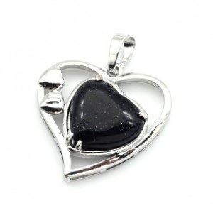 Кулон Сердце 27*27мм с авантюрином синим (иск.)