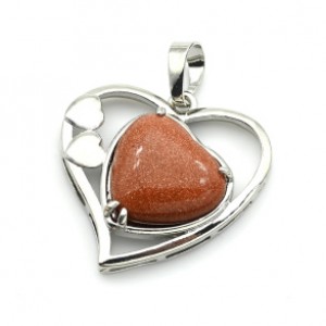 Кулон Сердце 27*27мм с авантюрином (иск.)
