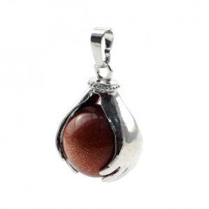 Кулон Шар в ладонях 18*23мм с авантюрином (иск.)