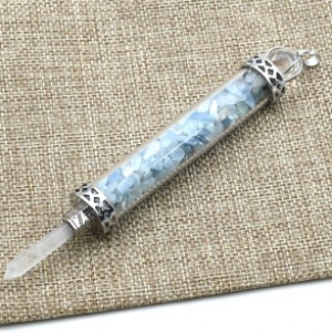 Кулон-маятник -кристалл для гадания 17*133мм с крошкой из аквамарина