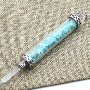 Кулон-маятник -кристалл для гадания 17*133мм с крошкой из амазонита