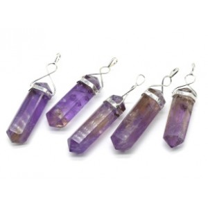 Кулон кристалл 15*50мм с аметистом