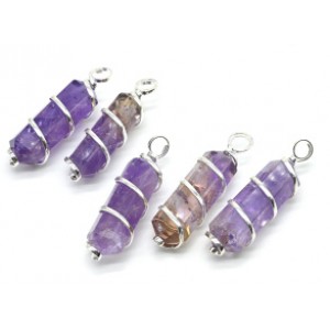 Кулон кристалл 15*50мм с аметистом