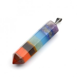 Кулон Кулон-маятник карандаш 10*42мм из самоцветов (7 чакр)