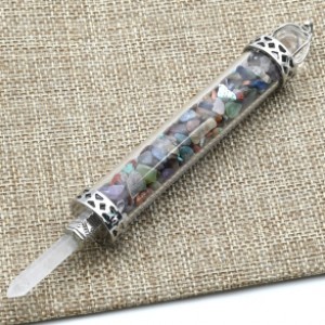 Кулон-маятник -кристалл для гадания 17*133мм с крошкой из самоцветов