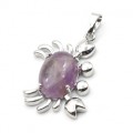 Кулон с аметистом "Краб" 22*34мм в металле