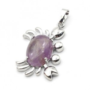 Кулон с аметистом "Краб" 22*34мм в металле