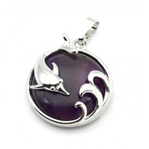 Кулон Дельфин 24*26мм с аметистом