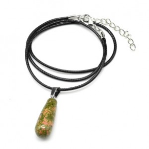 Кулон на шнурке Капля 10*25мм унакит, 45см