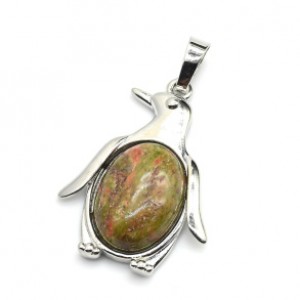 Кулон в виде Пингвина 23*32мм унакит в металле Кулон в виде Пингвина 23*32мм унакит в металле