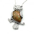 Кулон в металле унакит "Сова" 25*35мм