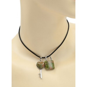 Двойная Кулон Ключ - Замок для влюбленных 17*36мм, 20*26мм унакит