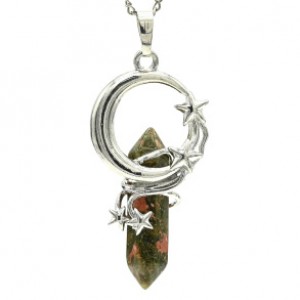 Кулон кристалл Месяц 23*40мм унакит