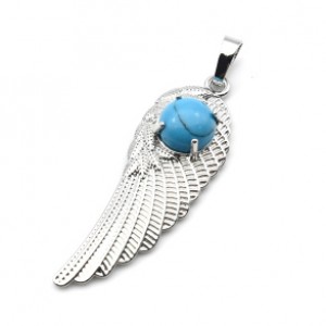 Кулон Крыло Ангела 16*47мм с бирюзой искусственной (иск.)