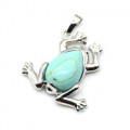 Кулон Лягушка 30*30мм с бирюзой иранской искусственной (иск.)