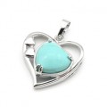 Кулон в виде сердца 27*29мм с бирюзой иранской искусственной (иск.)