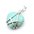 Кулон в форме сердца 20*25ммс бирюзой иранской искусственной (иск.)
