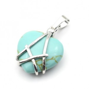 Кулон в форме сердца 20*25ммс бирюзой иранской искусственной (иск.)
