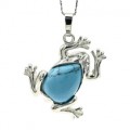 Кулон Лягушка 30*30мм с бирюзой искусственной (иск.)