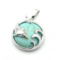 Кулон Дельфин 24*26мм с бирюзой иранской искусственной (иск.)