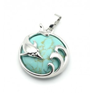 Кулон Дельфин 24*26мм с бирюзой иранской искусственной (иск.) Кулон Дельфин 24*26мм с бирюзой иранской искусственной (иск.)