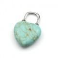 Кулон на шею женская Замок - Сердце 20*31мм с бирюзой иранской искусственной. (иск.)