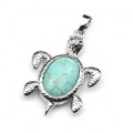 Кулон женская в форме Черепахи 25*35мм с бирюзой иранской искусственной (иск.)