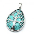 Кулон Дерево на капле 26*39мм с бирюзой (иск.)