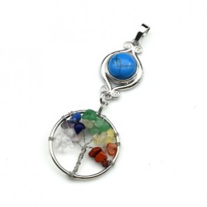 Кулон Древо Жизни 28*65мм с бирюзой искусственной (иск.)