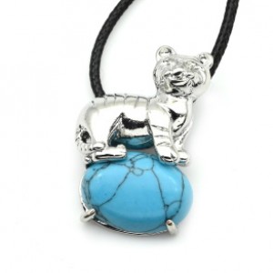 Кулон с бирюзой искусственной Тигр 23*32мм (иск.)