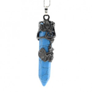 Кулон-маятник -Кулон 15*55мм с бирюзой искусственной (иск.)