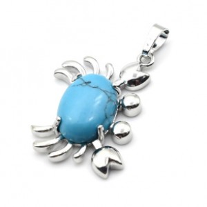 Кулон с бирюзой искусственной "Краб" 22*34мм в металле (иск.) Кулон с бирюзой искусственной "Краб" 22*34мм в металле (иск.)