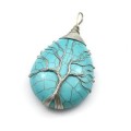 Кулон Дерево на капле 30*42мм с бирюзой (имитация) (иск.)