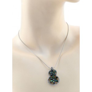 Кулон на цепочке с перламутром гелиотис 2 ромашки 22*35мм, 41см