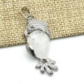 Кулон в металле "Попугай" 15*35мм с горным хрусталем