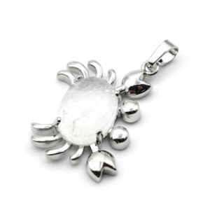 Кулон с горным хрусталем "Краб" 22*34мм в металле