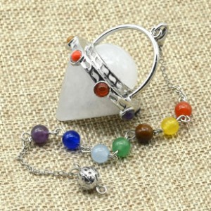 Кулон-маятник с чакрами 33*50мм с горным хрусталем