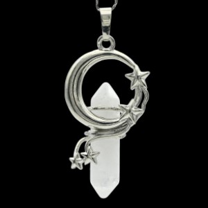 Кулон кристалл Месяц 23*40мм с горным хрусталем