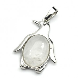 Кулон в виде Пингвина 23*32мм с горным хрусталем в металле