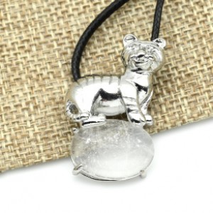 Кулон с горным хрусталем Тигр 23*32мм