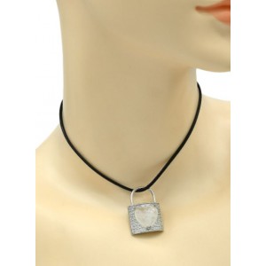 Кулон в виде Замка с сердцем 22*31мм с горным хрусталем в металле