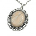 Кулон на цепочке овал 48*58мм с кальцитом винным, 70см