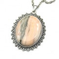 Кулон на цепочке овал 40*50мм с кальцитом винным, 70см