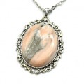 Кулон на цепочке овал 40*50мм с кальцитом винным, 70см
