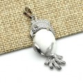 Кулон в металле "Попугай" 15*35мм с кахолонгом