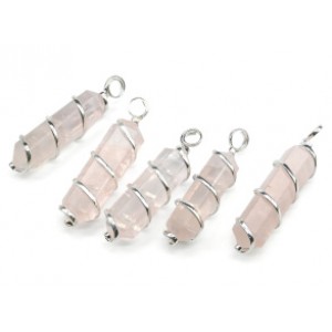 Кулон кристалл 15*50мм с розовым кварцем