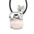 Кулон с розовым кварцем Тигр 23*32мм